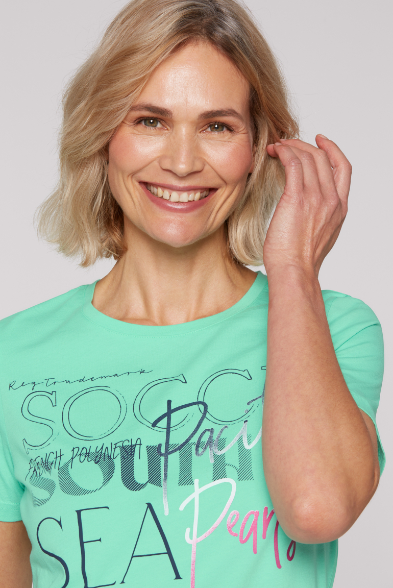 T-Shirt Rundhals mit Logo Print