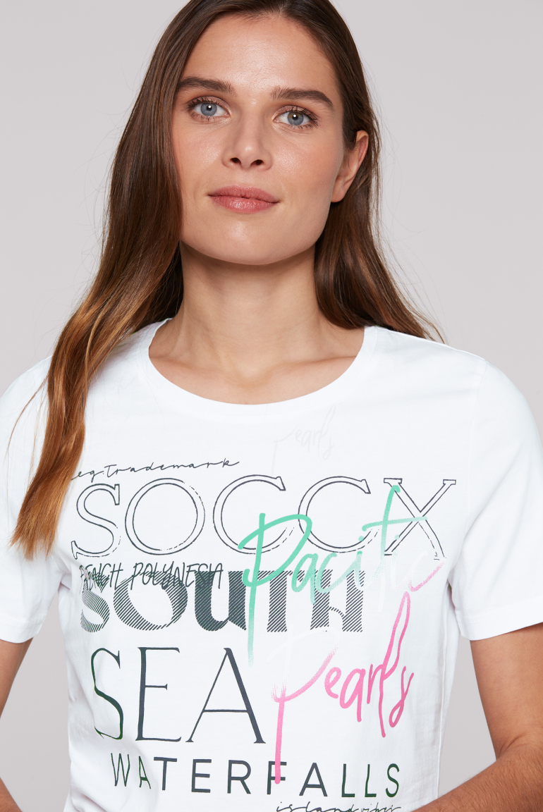 T-Shirt Rundhals mit Logo Print