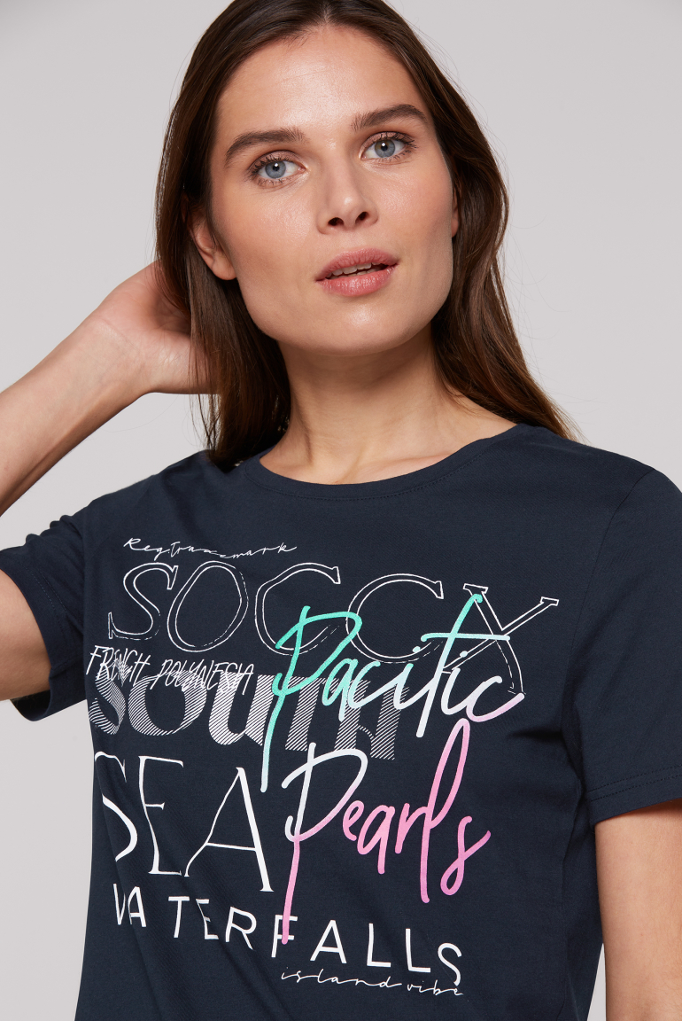 T-Shirt Rundhals mit Logo Print