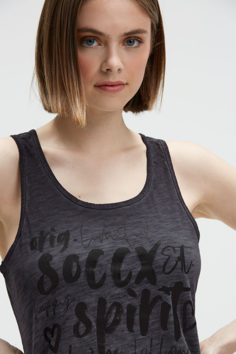 Top mit Glitter Print