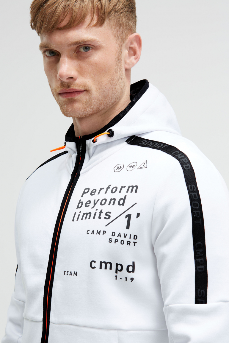 Trainingsjacke aus Interlock mit Kapuze und Artworks