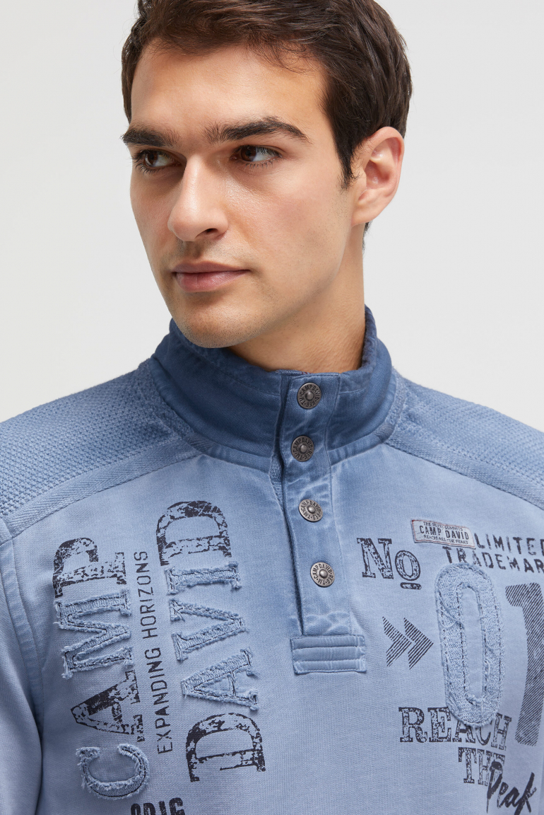 Troyer-Sweatshirt mit Strick-Details und Artworks