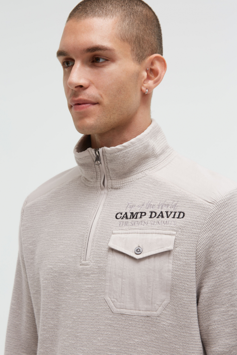 Troyer-Sweatshirt mit Twill-Details