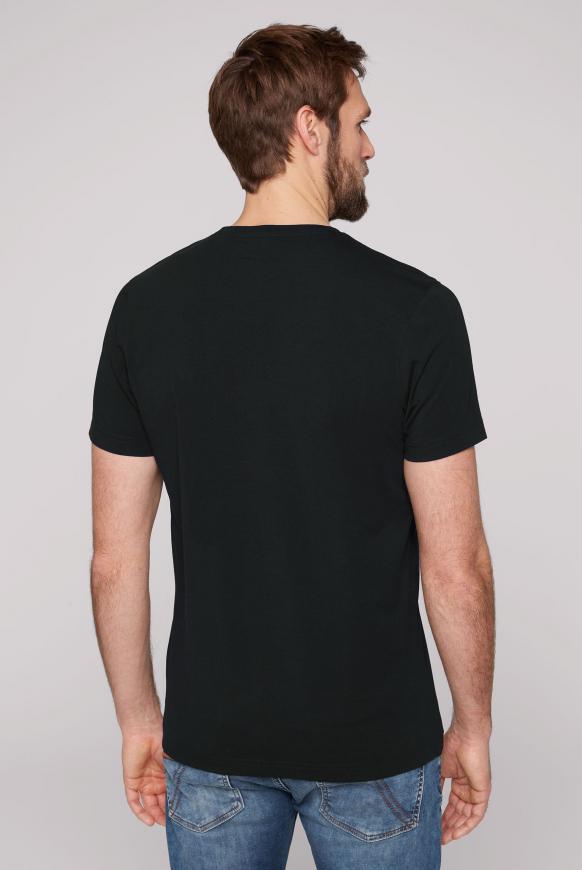 Basic V-Shirt mit Logo-Stickerei