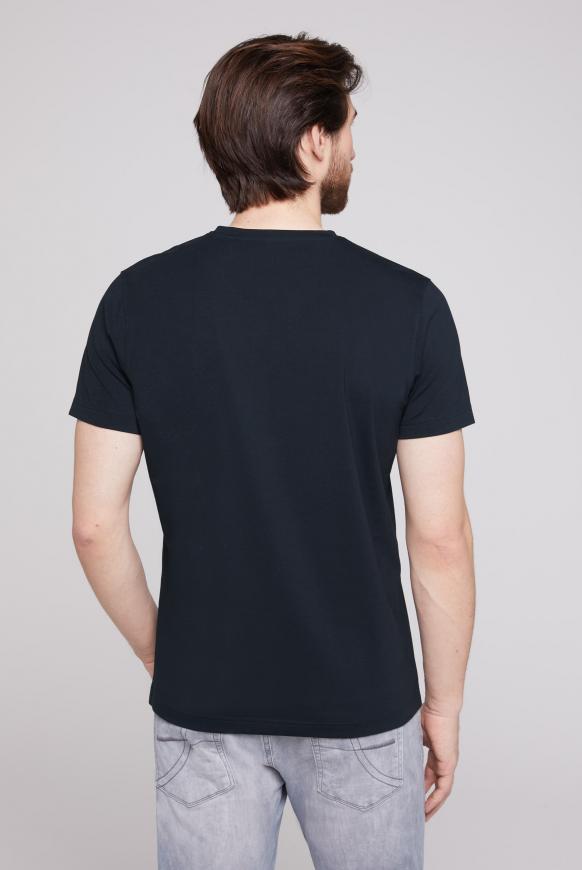 Basic V-Shirt mit Logo-Stickerei