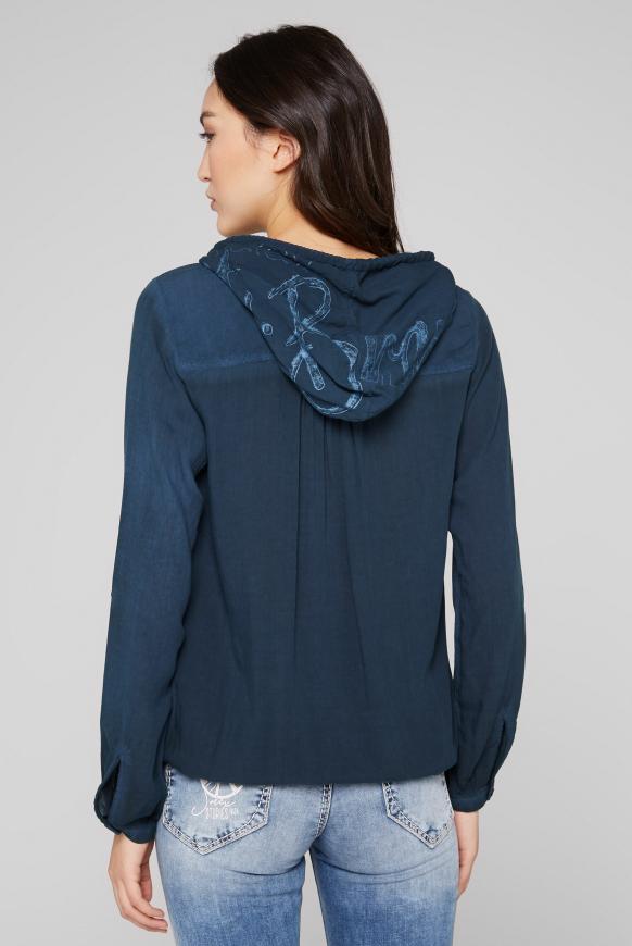 Bluse mit Kapuze und Wording Prints