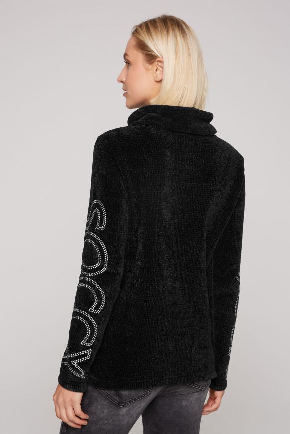 Chenille-Pullover mit Rollkragen und Logo