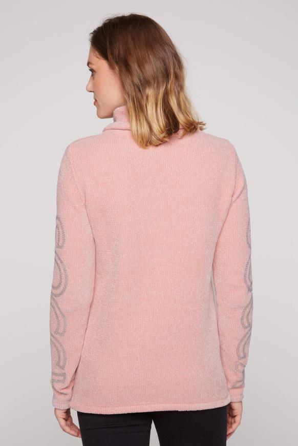 Chenille-Pullover mit Rollkragen und Logo