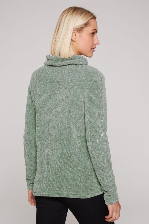 Chenille-Pullover mit Rollkragen und Logo