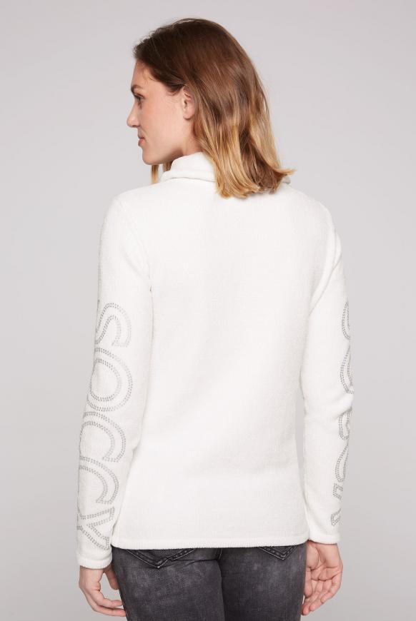 Chenille-Pullover mit Rollkragen und Logo