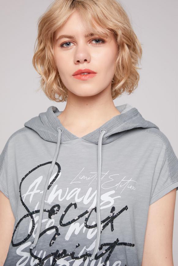 Dip-Dye-Shirt mit Meshkapuze