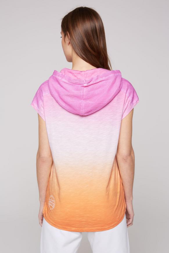 Dip-Dye-Shirt mit Meshkapuze