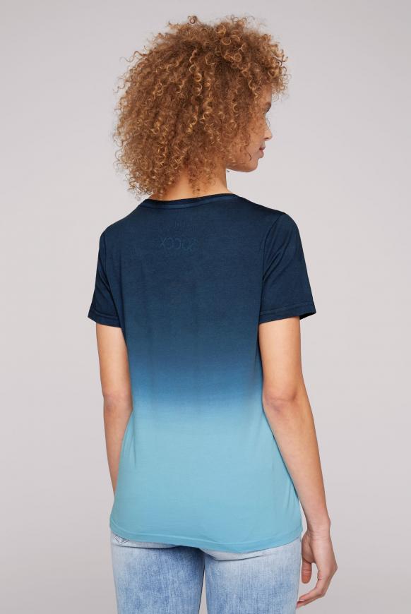 Dip Dye V-Shirt mit Pailletten-Logo