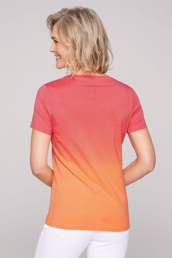 Dip Dye V-Shirt mit Pailletten-Logo