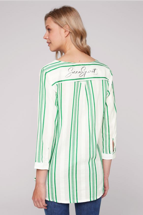 Gestreifte Tunika-Bluse mit Label Prints
