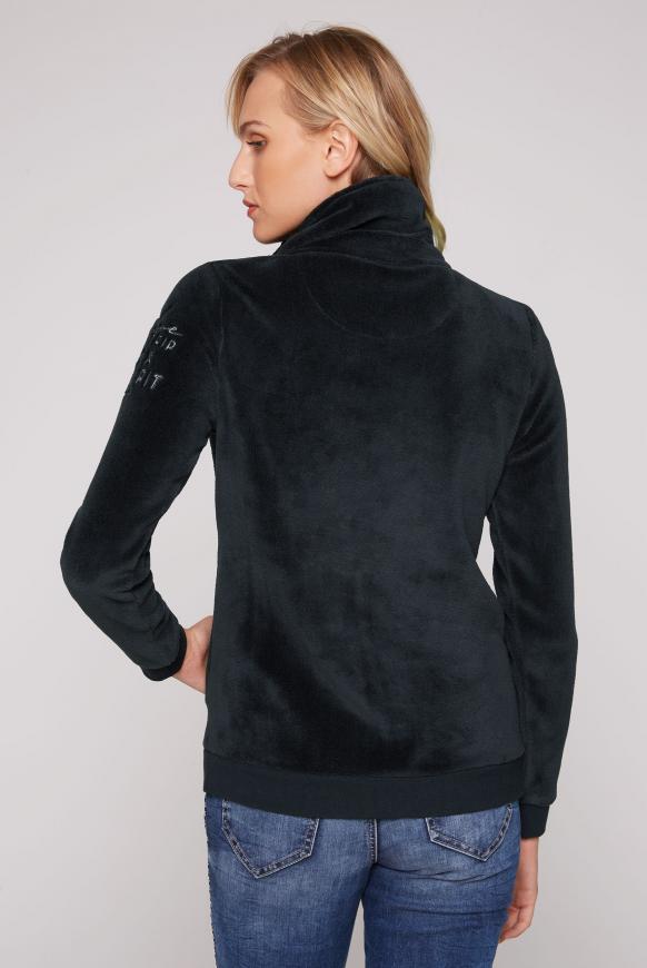 Jacke aus Coral-Fleece mit Logo-Kragen