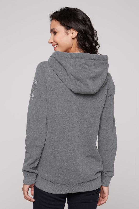 Kapuzensweatjacke mit diagonalem Reißverschluss