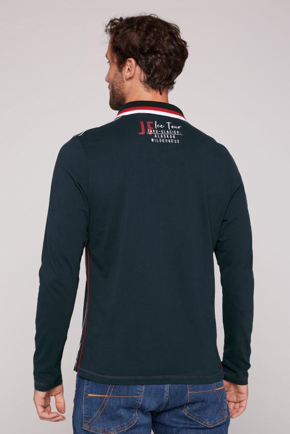 Langarmpolo mit Logo-Applikationen