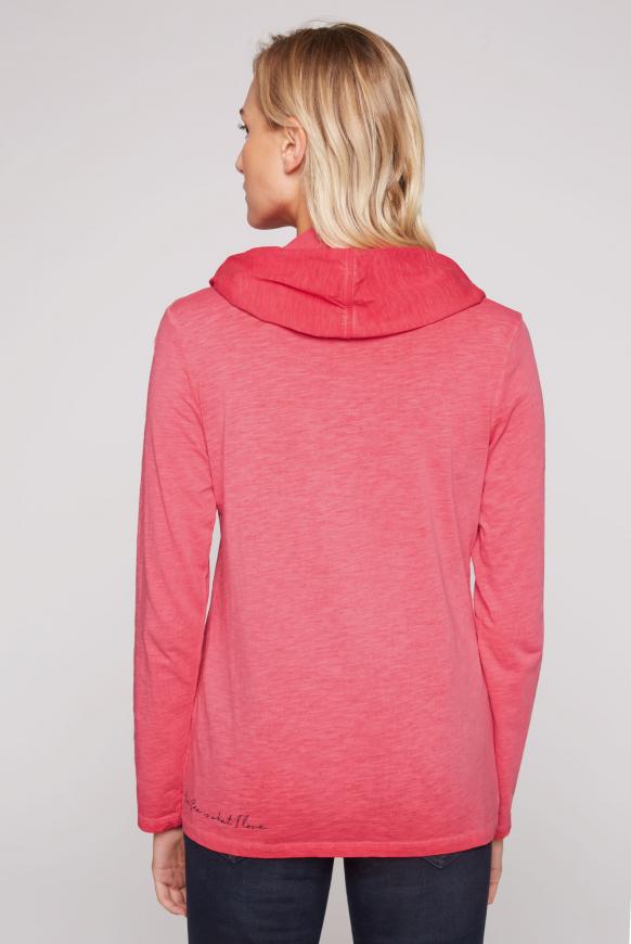 Langarmshirt mit drapierter Kapuze