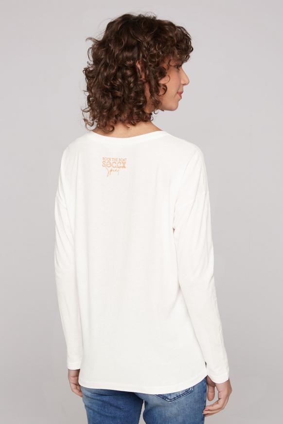 Langarmshirt mit U-Boot-Ausschnitt und Artwork
