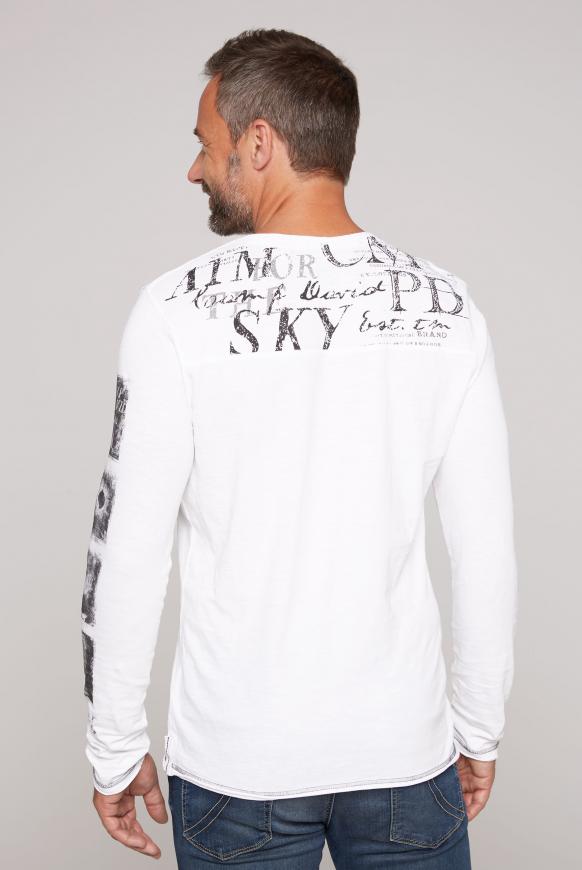 Langarmshirt mit V-Neck und Logo Prints