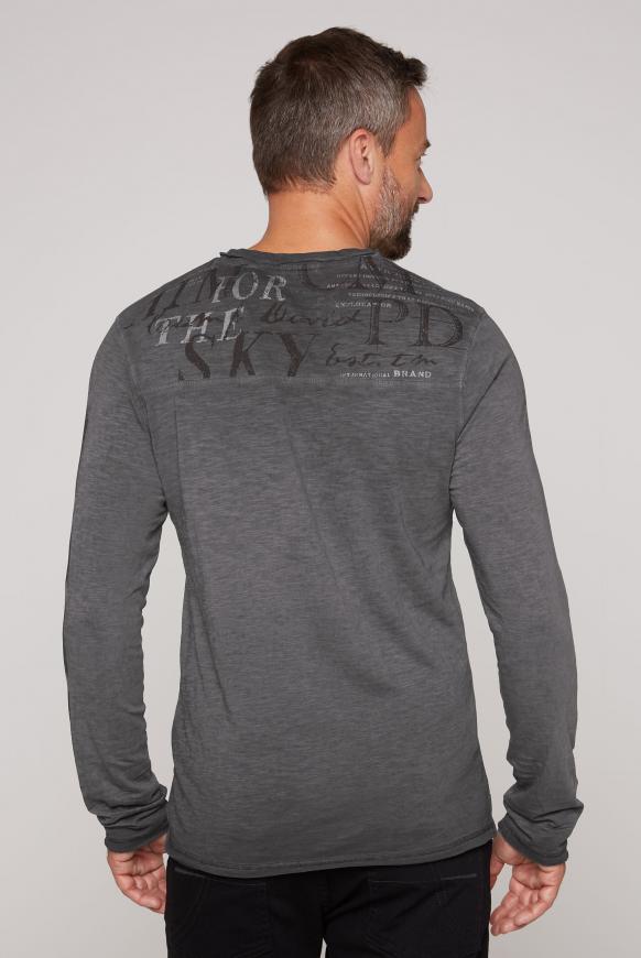 Langarmshirt mit V-Neck und Logo Prints