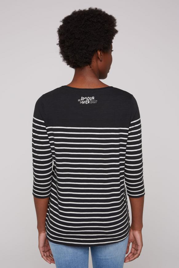 Leichtes Streifenshirt mit Glitter Print