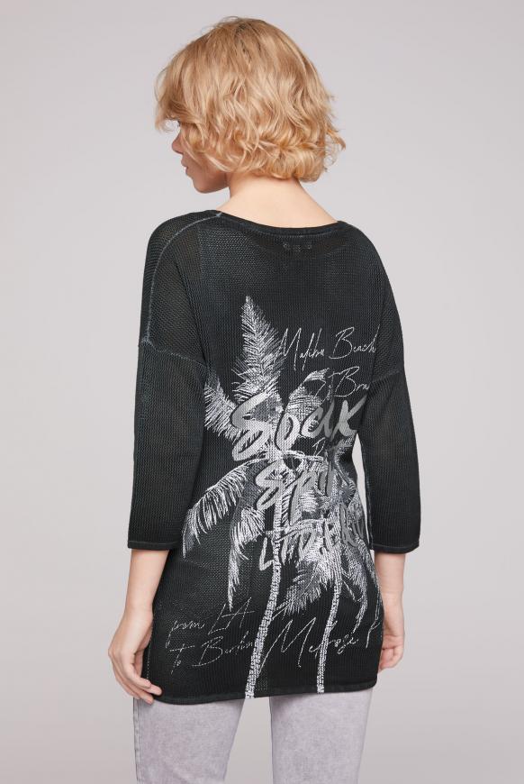 Mesh-Pullover mit Rücken-Artwork