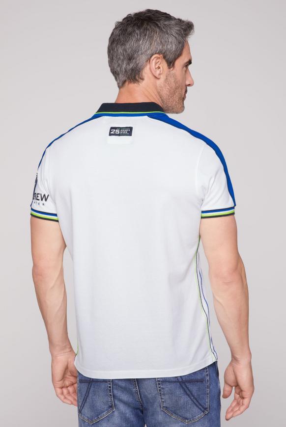Pikee-Polo mit Farbstreifen und Logo-Stickereien