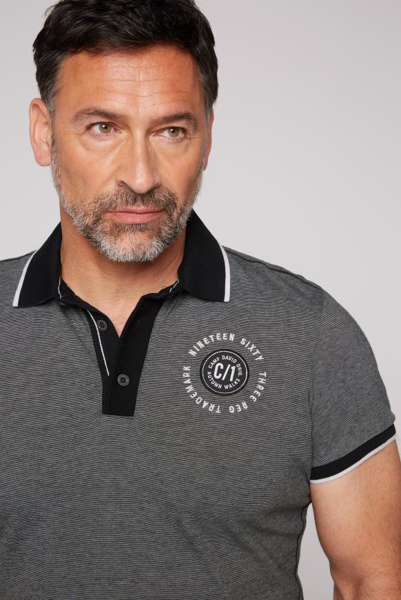 Poloshirt mit feinen Streifen und Artwork