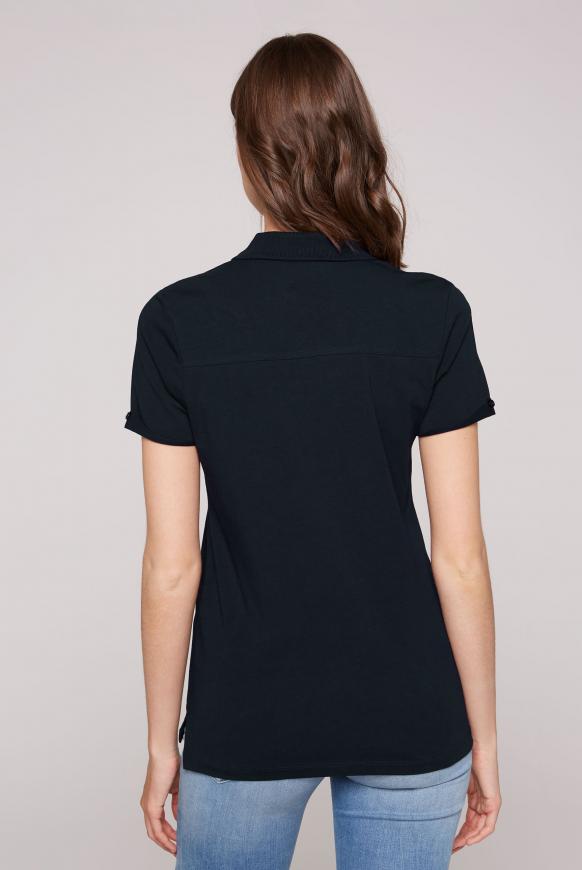 Poloshirt mit Print und Pailletten