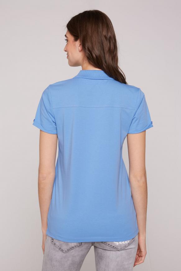 Poloshirt mit Print und Pailletten