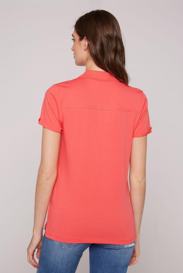 Poloshirt mit Print und Pailletten