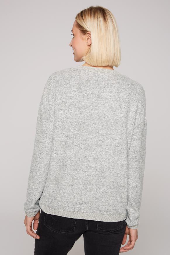 Pullover im Materialmix mit Glitzer-Print