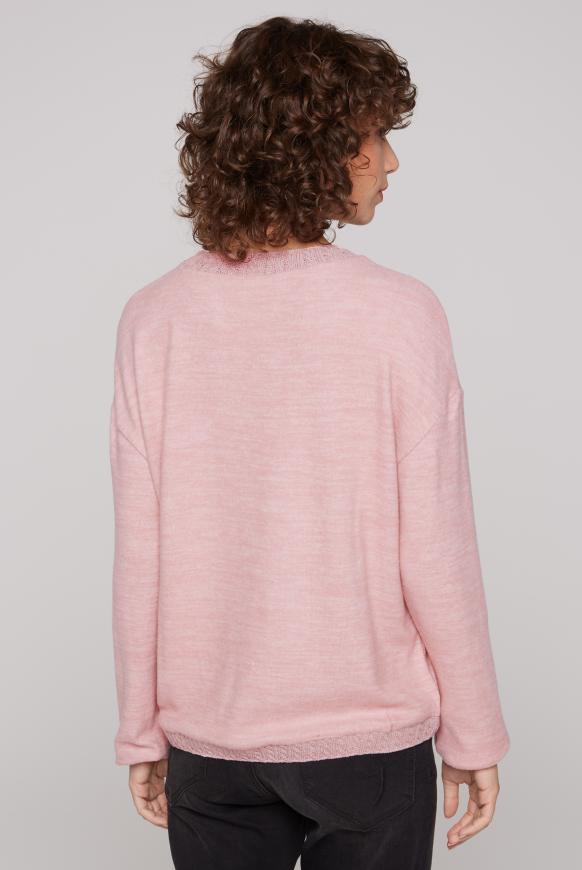 Pullover im Materialmix mit Glitzer-Print