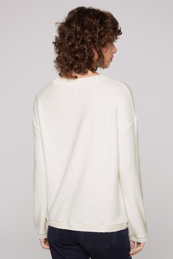 Pullover im Materialmix mit Glitzer-Print