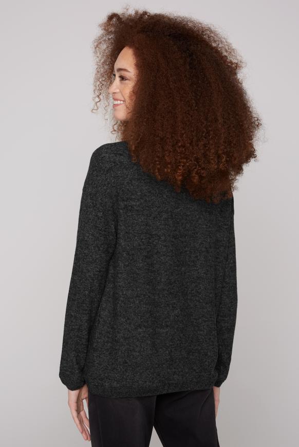 Pullover im Materialmix mit Glitzer-Print