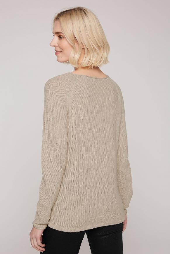 Pullover mit Strickmuster und Bindebandsaum
