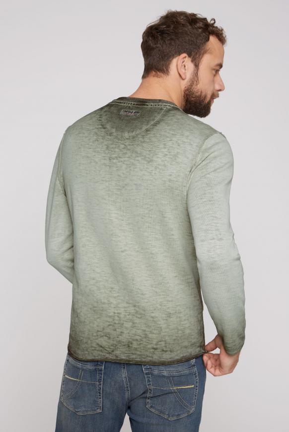 Pullover mit Used Look, Print und Tasche