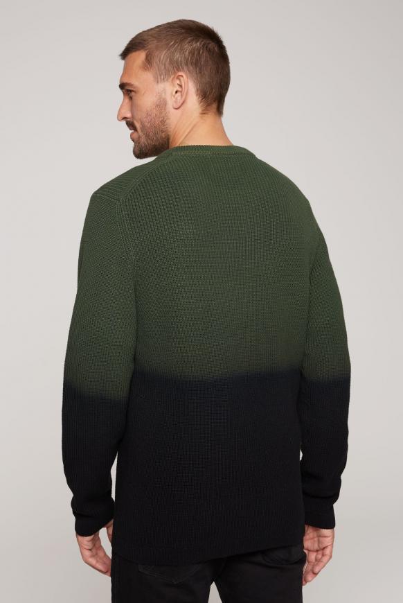 Rippstrickpullover mit Farbverlauf und Print