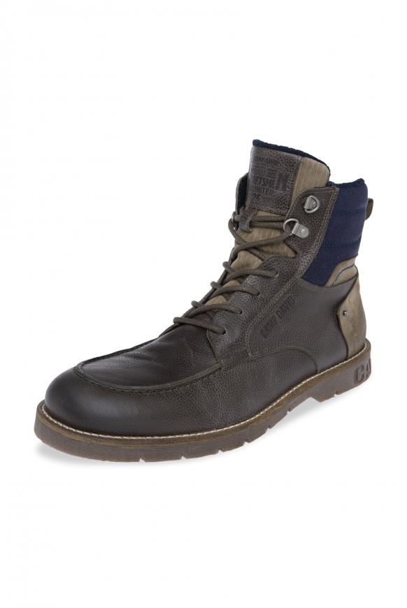 Schnürstiefel aus Leder mit Textil-Schaft