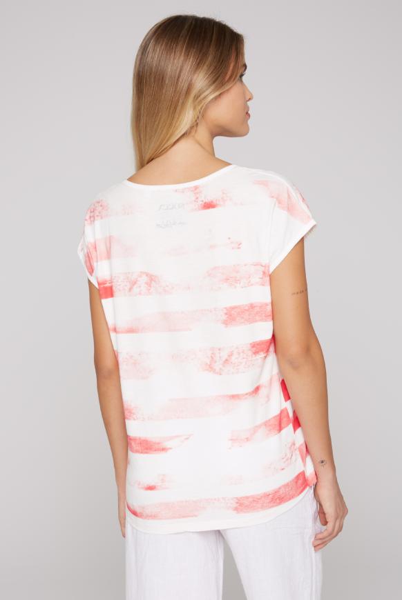 Serafino-Shirt mit Streifenprint