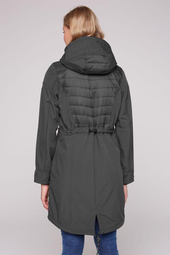 Softshell-Parka mit Stepppartien und Prägedruck