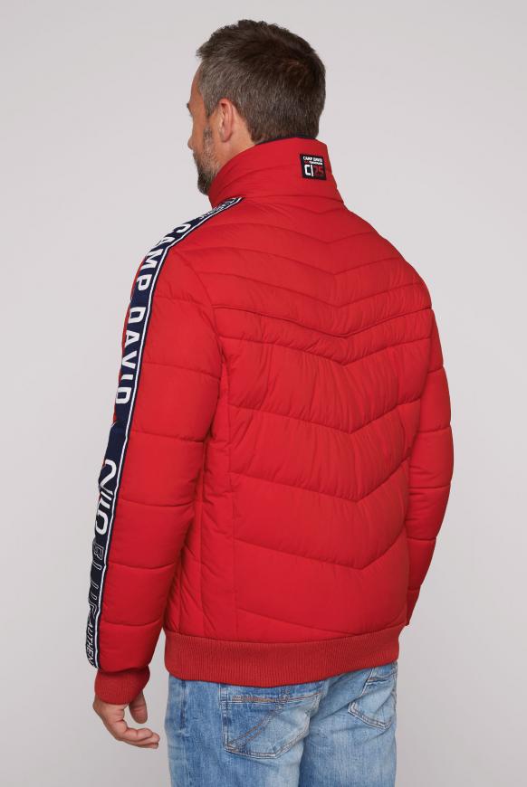 Steppblouson mit Doppelkragen und Logo-Tapes