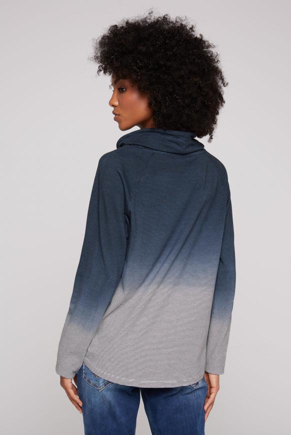 Streifenshirt Dip Dye mit hohem Kragen
