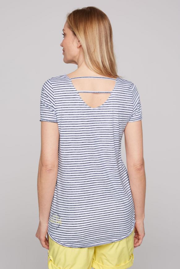 Streifenshirt mit Print und Rücken-Detail