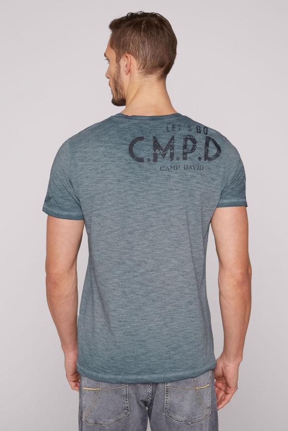 Streifenshirt mit V-Neck und Used Print