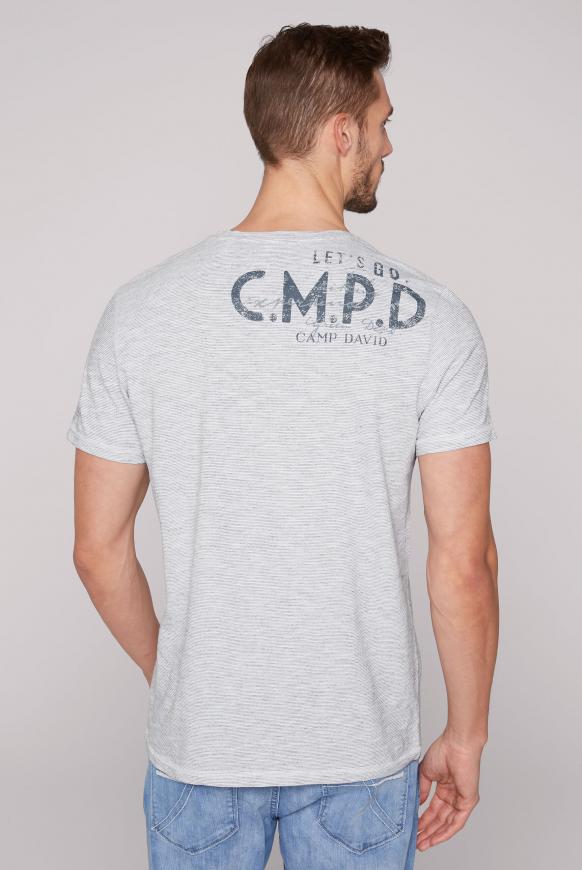 Streifenshirt mit V-Neck und Used Print