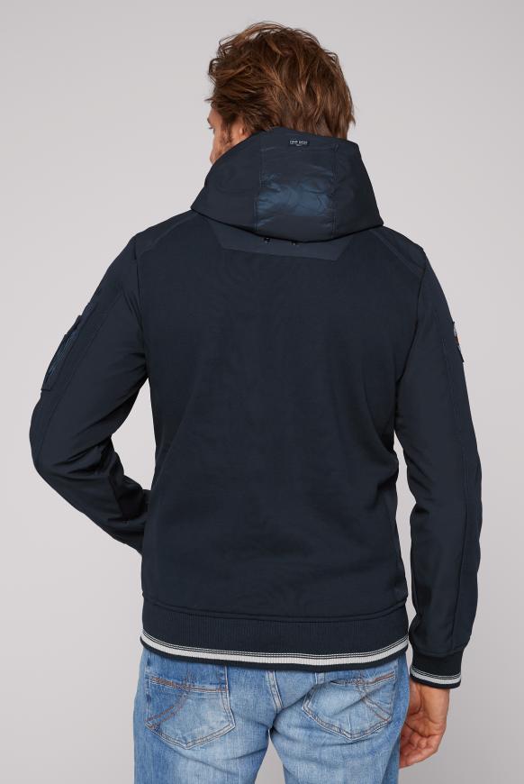 Sweatjacke mit Kapuze und Softshell-Details