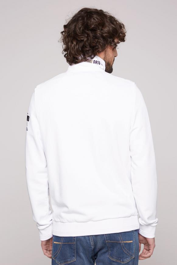 Sweatjacke mit Twill- und Ripp-Details